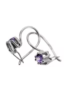 Argent sterling 925 14k 583 Alexandrite des boucles d'oreilles vec053s Russe Soviétique URSS Artisanat vintage Art Deco style